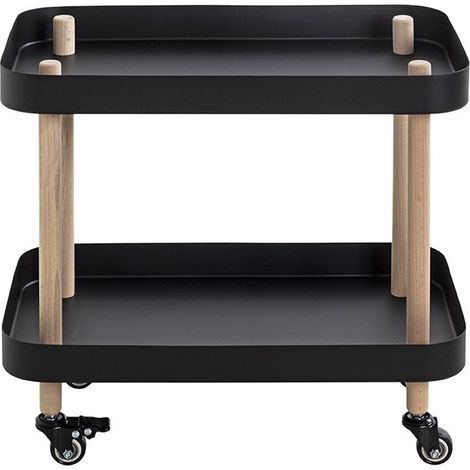 Chariot de service, desserte en bois coloris naturel et métal noir -longueur 50 x profondeur 30 x hauteur 47 cm (1/5)
