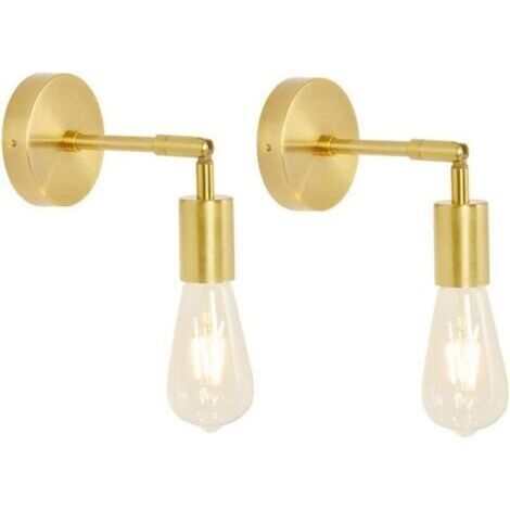 Lot de 2 Antique Murale Industrielle, Ajustable Rétro Metal Lampe Murale max.60W E27 Lampe Murale Vintage Supension Luminaire Interieur Éclairage de Mur Rustique pour Salon Chambre Cuisine Bar,D'or [C
