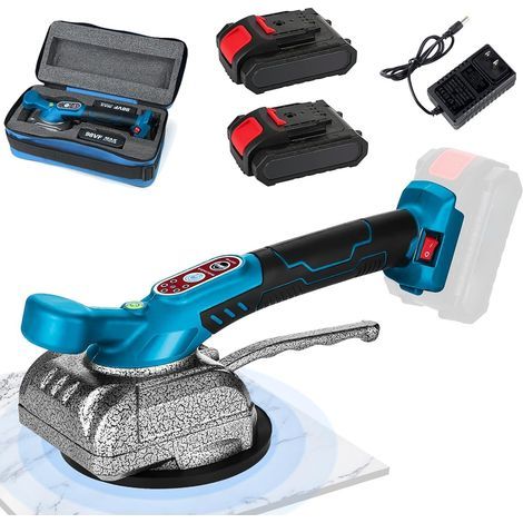 Akku-Fliesenrüttler, kompatibel mit Makita 18V-Akku, 5-stufiger Fliesenrüttler, 100 kg Fliesenverlegemaschine mit 130 x 130 mm Saugnapf, Fliesenverlegezubehör (mit 2 Akkus) (1/5)