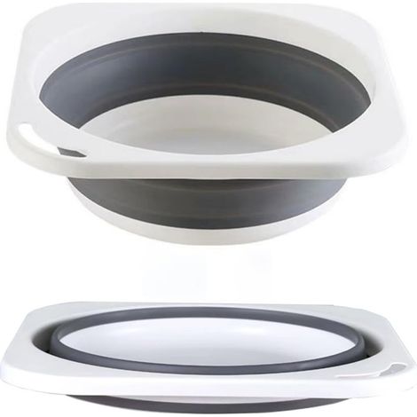 Lavabo pliable en plastique, 5 litres (1,4 gallons), avec petite baignoire rechargeable (gris, 1 pièce)