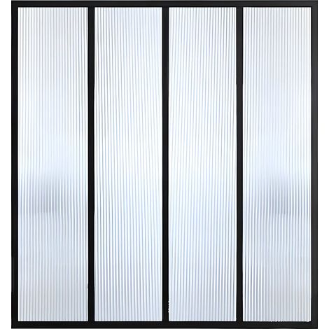 Vetrata atelier - 120x105 cm (L x H) - Alluminio termolaccato e Vetro temperato testurizzato - Nero - VIETRA