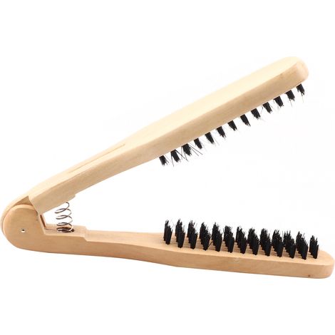 Lisseur à cheveux en poils de sanglier, lisseur en forme de V, peigne de coiffure, peigne à friser, planche en bois, pince à cheveux écologique. (1/5)