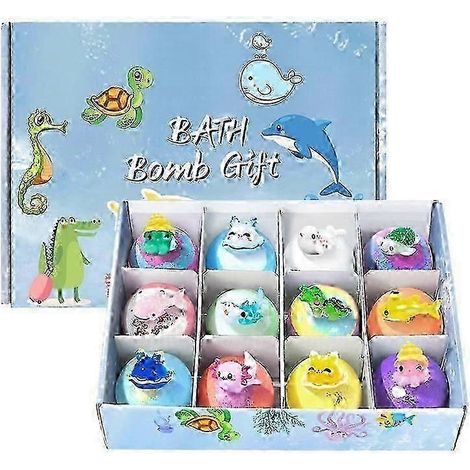 Lot de 12 bombes de bain naturelles et biologiques pour enfants, idéales comme jouets de bain pour filles et garçons, ou comme cadeau d'anniversaire. (1/5)
