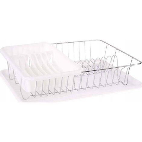 Kinvara Escurreplatos Moderno cromo y blanco diseño depurado