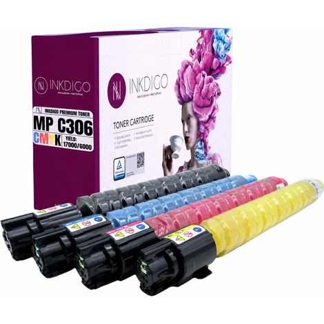 Toner Inkdigo 842095-842098 compatibile con Ricoh MPC306ZSP MPC307PageKeeper, certificato TÜV. (1/5)