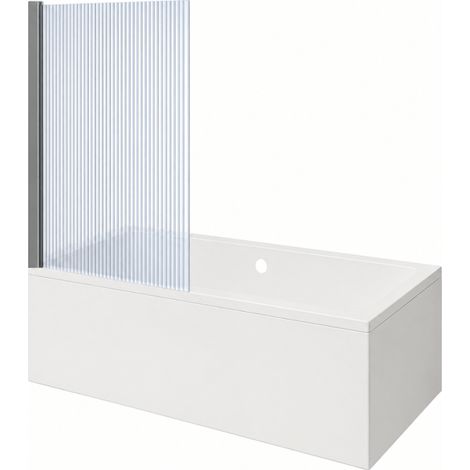 Bañera rectangular VITRA Neon 180x80cm + mampara de bañera izquierda AURYS Raywall perfil izquierdo cromado