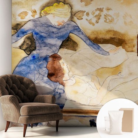 Tapete Vliestapete mit Kleber modern Wohnzimmer - Wanddeko Schlafzimmer - Tapete mit Motiv Weibliche Ruhe 250x250 cm (1/5)