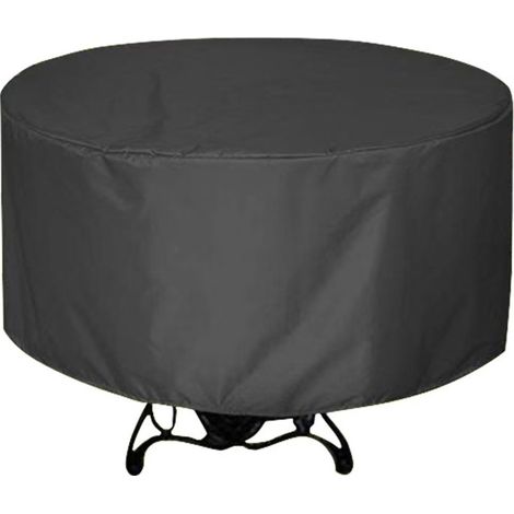 Housse pour table de jardin ronde en tissu imperméable 130 x 71 cm noire résistante aux UV coupe vent et anti poussière pour mobilier de jardin extérieur (1/5)
