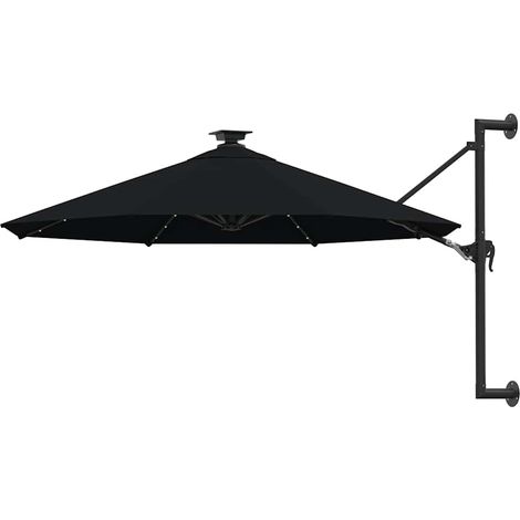 Parasol mural de jardin avec LED 300 cm noir (1/5)