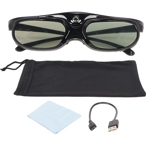 Lunettes 3D DLP Link 144 Hz rechargeables à obturateur actif pour tous les projecteurs 3D DLP. Compatibles avec les projecteurs DLP Samsung, NEC, Sharp, Optoma, BenQ, Dell, Acer et Viewsonic. (1/5)