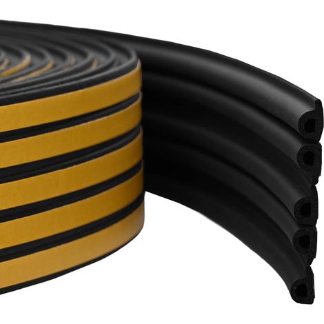 joint de fenêtre autocollant Noir 9 x 6 mm 12 m Mousse EPDM (1/5)