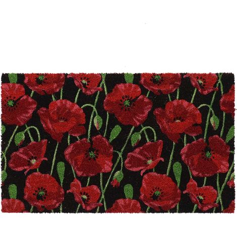 Esschert Desgin Türmatte Kokos Roter Mohn schwarz 75 x 45 cm - Kokos & PVC