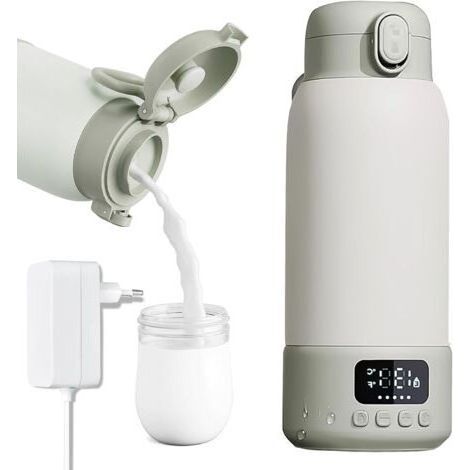 Chauffe-biberon Portable pour Bébé, 500 ml, Chauffage Rapide de 35 à 70 °C pour le Lait Maternel et L'eau, Contrôle Précis de la Température pour les Voyages, la Voiture et les Activités en Plein Air (1/5)