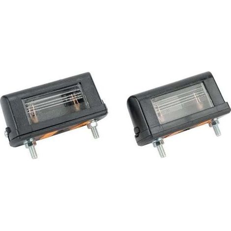 Lot de 2 feux éclairage plaque immatriculation 12V 24V – Halogène blanc – Dimensions 30mm x 38,8mm x 85mm – IP68 pour remorque et camion (1/2)