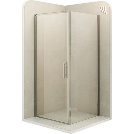 Mampara de Ducha Nicole 100x90x195cm, REVERSIBLE, Puerta abatible 100 cm, Ajuste 98,5-100,5x89,3-90,8cm, Perfiles Cromados, Cristal transparente 8mm (1/5)