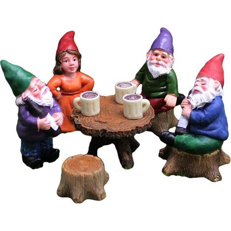 Set mit 6 Mini-Gartenzwergen mit Trinkfunktion, Gartenzwergfiguren für Garten, Terrasse, Hof und Rasen (1/5)