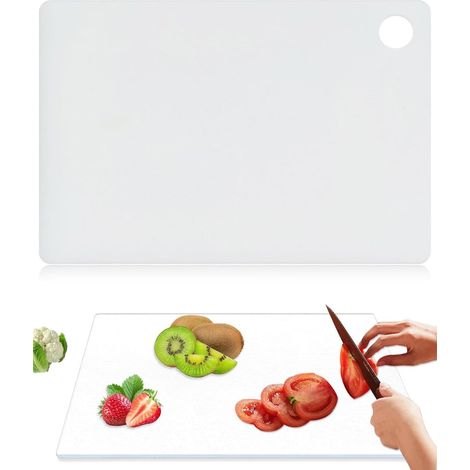 Planche à découper en plastique, sans BPA, prise en main facile, avec trou de suspension, antidérapante, compatible lavevaisselle (30 x 20 x 0,8 cm) (1/5)