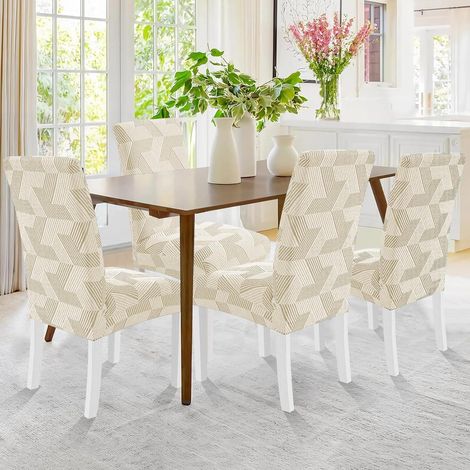Stretch Stuhlhussen 4er Set, elastisch, waschbar, beige-gelb