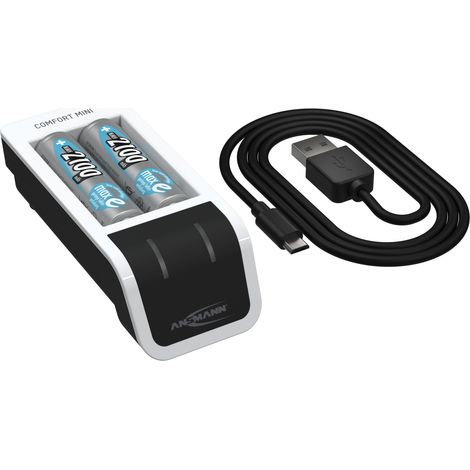 ANSMANN Akku Ladegerät inkl. 2x AA 2100mAh Akkus, USB-Eingang (1/5)
