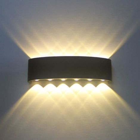 12W LED-Wandleuchte für den Innenbereich, schwarzes Aluminium, modernes warmes Licht von oben nach unten, geeignet für Wohn-/Schlafzimmer. (1/5)