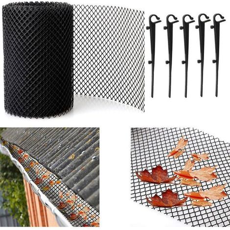 Grillage gouttière, tapis de protection 8 m, plastique anti-feuilles mortes, 18 cm large (1/4)