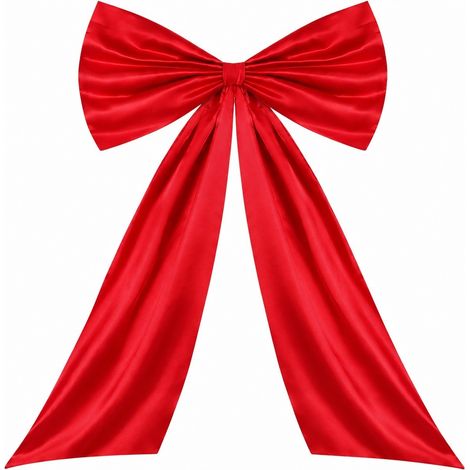 Grands nœuds en satin pour sapin de Noël, décoration murale, de porte, de couronne ou de cheminée, rouge, pour intérieur et extérieur (1/5)