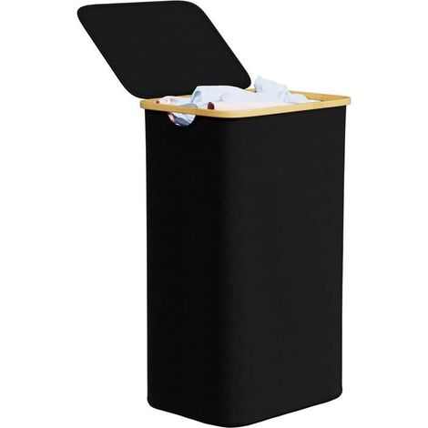 Laundry Hamper With Lid,110L Large Tall Clothes Basket Bin With Bamboo Handles,Collapsible Laundry Hamper For Bedroom,Bathro[CA260] (1/5)