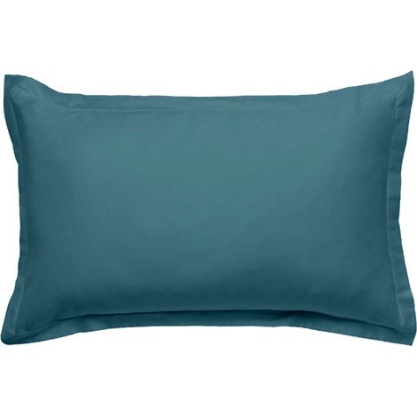 Taie d'oreiller en coton 57 fils unie canard 50x70cm (1/3)