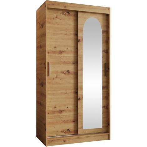 Armoire Hartford 505, Chêne Artisan, 200x100x62cm, Portes d'armoire: Coulissantes, Nombre d'étagères: 5