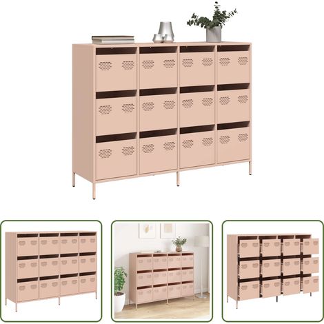 vidaXL Metallkommode - Sideboard Rosa 135x39x103,5 cm Kaltgewalzter Stahl (1/5)