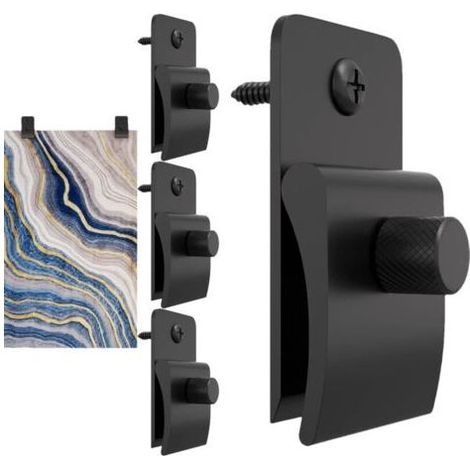 Cintres pour tapisserie, 4 cintres pour tentures murales, pinces de suspension pour couvertures, tapis et tapis, clips muraux en métal pour accrocher (1/4)