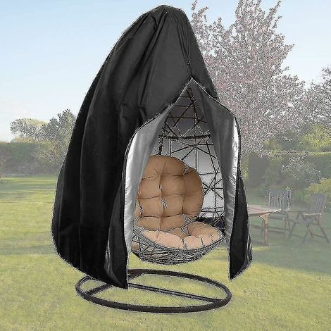 CREA Housses de chaise à œufs de patio avec fermeture à glissière, grandes housses de chaise pivotantes en osier durables, housse de chaise d'extérieur imperméable et résistante aux intempéries, coupe (1/5)