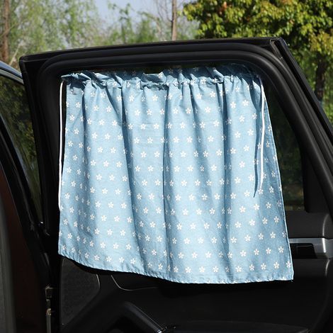 Auto-Sonnenschutz mit Saugnäpfen, isolierender UV-Schutz-Seitenvorhang, blaues Blumenmuster, Cartoon-Motiv, Verdunkelungsfenster, 2 Stück (1/5)
