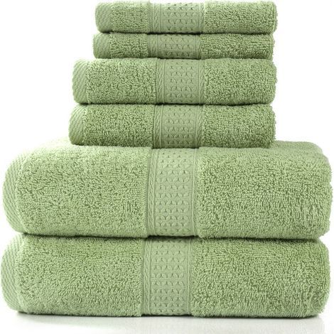 Toallas de la Colección Perla – Juego de 6 piezas, 100 % algodón, 950 g/m², 2 toallas de baño + 2 toallas de mano, color: hoja de sauce (1/5)