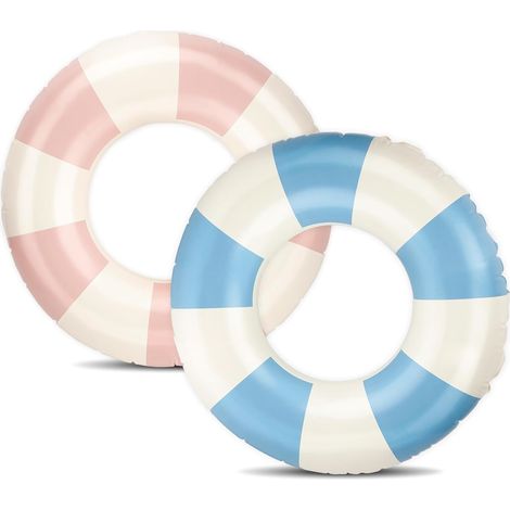 Adult Inflatable Swimming Ring Retro Striped Inflatable Swim Ring for Beach Holiday and Pool Parties (1/5)