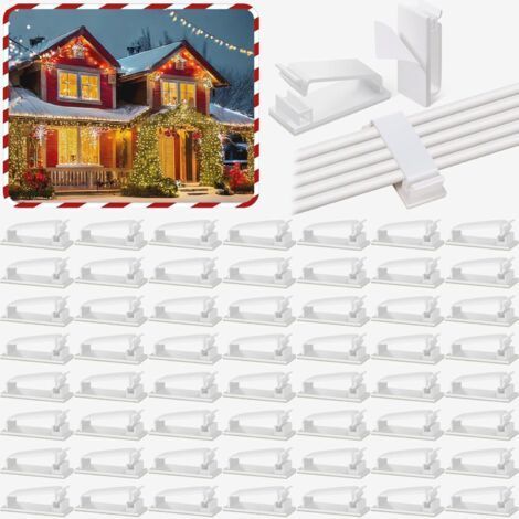 Organiseur de câbles autocollant, clips pour câbles TV, ordinateur, Ethernet, sous le bureau, maison, bureau, blanc, 100 pièces (1/4)