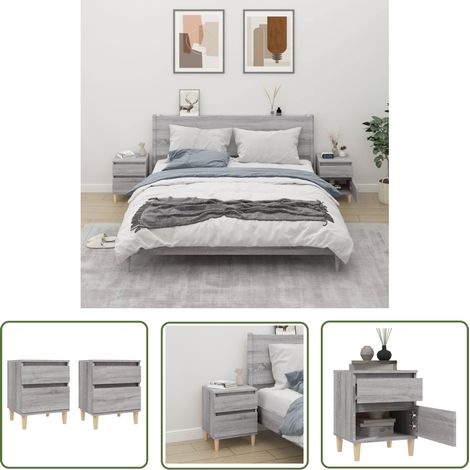 The Living Store Tables de chevet 2 pcs Sonoma gris 40x35x50 cm - Table De Chevet - Meuble De Chambre - Commode - Nuit - Rangement (1/5)