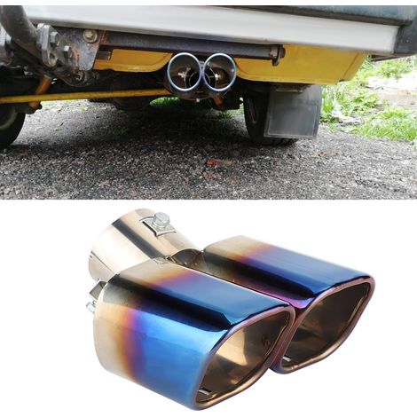 Tuyau d'échappement carré universel en acier inoxydable pour voiture, double sortie arrière, silencieux, embout (1/5)