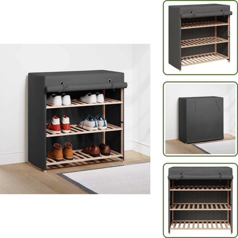 Organizador de zapatos - vidaXL Mueble zapatero con funda de tela gris 79x40x80 cm - Mueble de almacenamiento