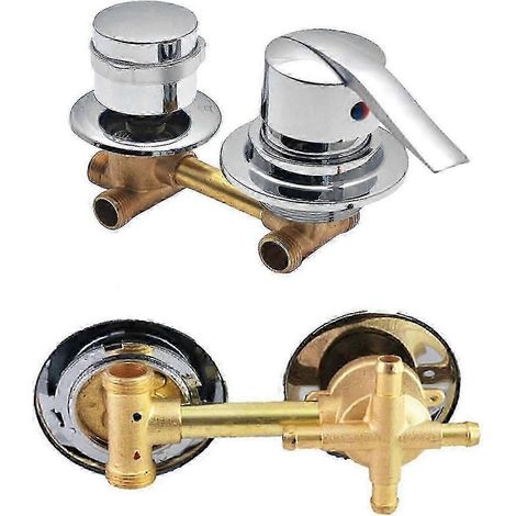 Robinet inverseur en laiton à cinq voies pour baignoire et douche avec robinets d'eau chaude et froide Intubation à 4 voies, 14-14,5 cm (1/5)