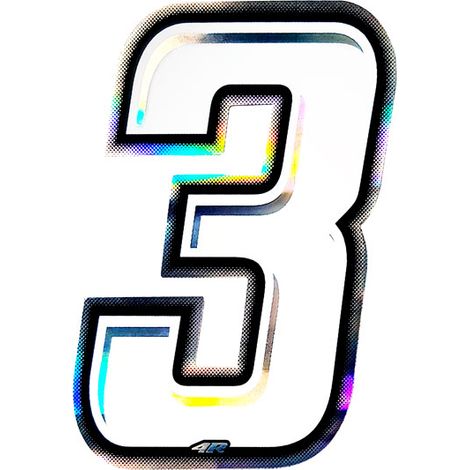 Numeri Slim Olografici, Bianco, 100 mm - Numeri: 3