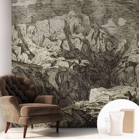 Tapete Tapete Vliestapete mit Kleber - Fototapete mit Motiv - Wandtapete modern - Wanddeko Berglandschaft 250x250 cm (1/5)