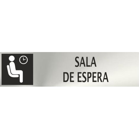 Cartel informativo d acero inoxidable rectangular Sala de espera 50x200mm SEKURECO
