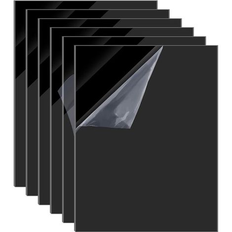 6 plaques de verre acrylique noir (10 x 15 cm), plaques de plexiglas solide, verre de remplacement pour cadres photo, pour projets de bricolage et décoration, léger et résistant à l'humidité (1/5)