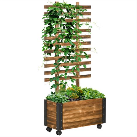 Porte-plantes Jardinière avec treillis en bois de sapin pré-huilé (1/5)