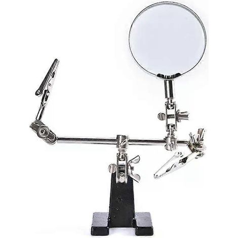 Support de soudage portable et facile à transporter, avec loupe 5x, 2 pinces crocodiles et rotation à 360°. (1/4)
