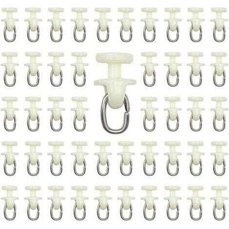 100 pièces Rouleaux de Rail de Rideau-(Blanc) Rail intérieur Crochet de Rideau Rail Glisseur Rail,Rideau Poulie à Rideaux en Plastique