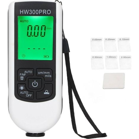 Lntyq Jauge d'épaisseur de revêtement numérique ABS avec corde portable fonction d'arrêt automatique compteur de revêtement de peinture pour extérieur blanc