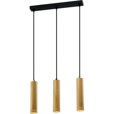 Candellux lampadario TUBO 3xGU10 25W nero/legno dimmerabile sospeso (1/3)