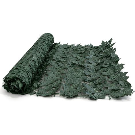 Rotolo Edera Finta Sempreverde Siepe Foglie Ornamentali Frangivista Coprente Per Recinzione, misura1x3mtcoloreVerde (1/4)